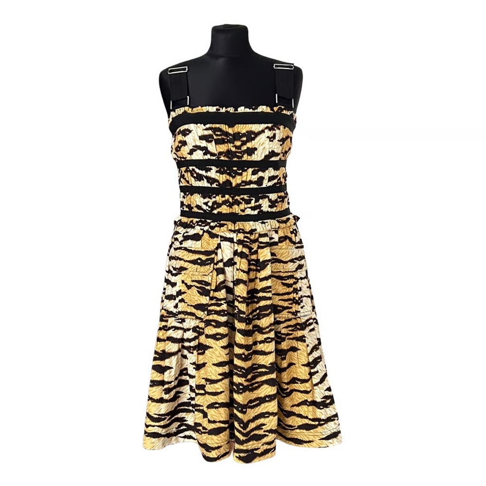 Dolce & Gabbana D&G Leopard Print Back Zip Shoulder Strap Dress